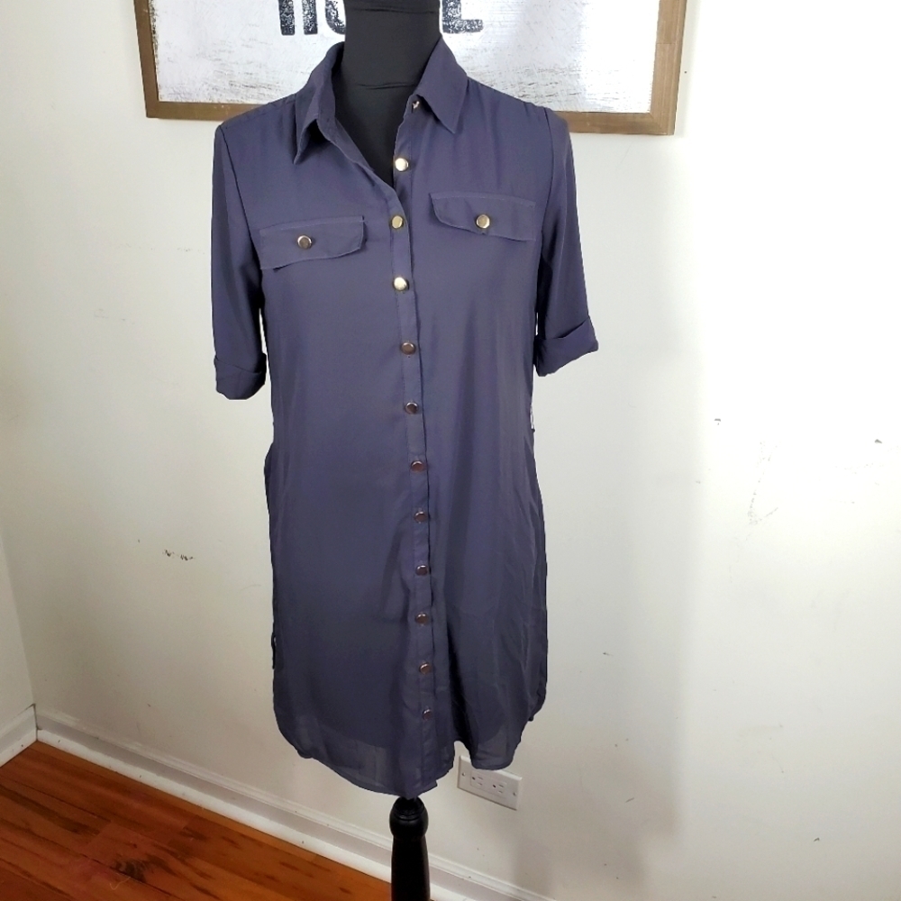 Gracie Charcoal Gray button dress